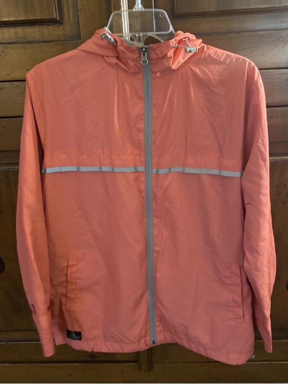 SIMPLY SOUTHERN Hooded Windbreaker Jacket-Reflective-SMALL-Peach/Coral